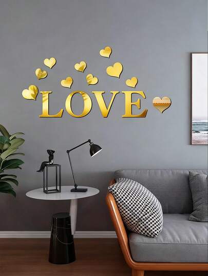 Acrylic 3D Mirror Wall Sticker With Slogan For Wall Decor - Perfect For Valentine's Day, Wedding, Birthday Gift, Hallway And Entrance Decor