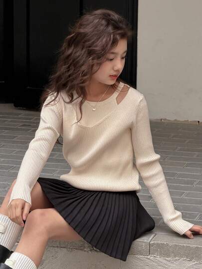 DAZY 2件/套 少女吊带修身柔软毛衣