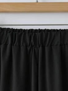 Linhara Bộ đồ 2 món cỡ lớn gồm áo dài tay cổ tròn in họa tiết phối màu tương phản và quần dài. - Màu be - Xem 3