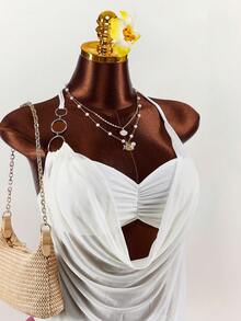 Amplova 2pcs Women's Romantic Vacation Low-Cut Mesh Sheer Gradient Skirt Set - Multicolor - View 6