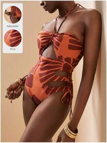Zivah 2026款度假休闲沙滩优雅连体泳衣 - 鏽棕色 - 查看 7