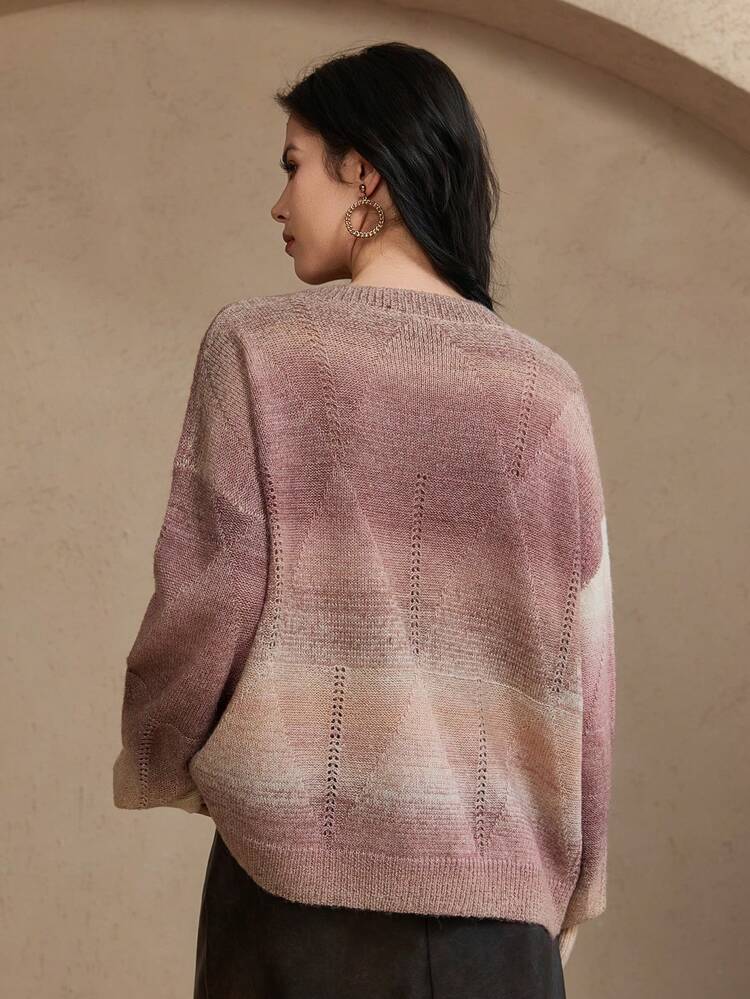 Women's Elegant Gradient Sequin Decorated Sweater, Autumn/Winter