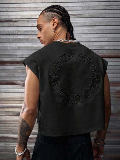 AXEPEAK 多种尺码宽松圆领印花男士背心