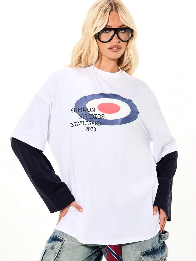 SUMWON WOMEN Oversized Graphic Tee With Print
