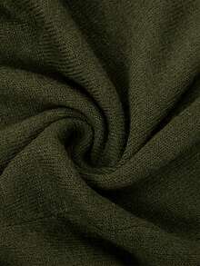 Aloruh Autumn/Winter Minimalist Turtleneck Long Sleeve Bodycon High Slit Knit Sweater Dress, Versatile For Daily Wear - Army Green - View 8