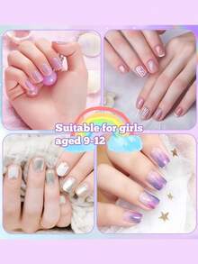 360Pcs Big Kids Clear Press On Nails,Short Square ClearNail Tips ,For Little Girls Full Cover Children Fake NailsDecoration ,12 Sizes Artificial Acrylic Soft Gel Nail Tips ForLittle Girs 9-12,Easy DIY Nail Tips Art - White - View 3