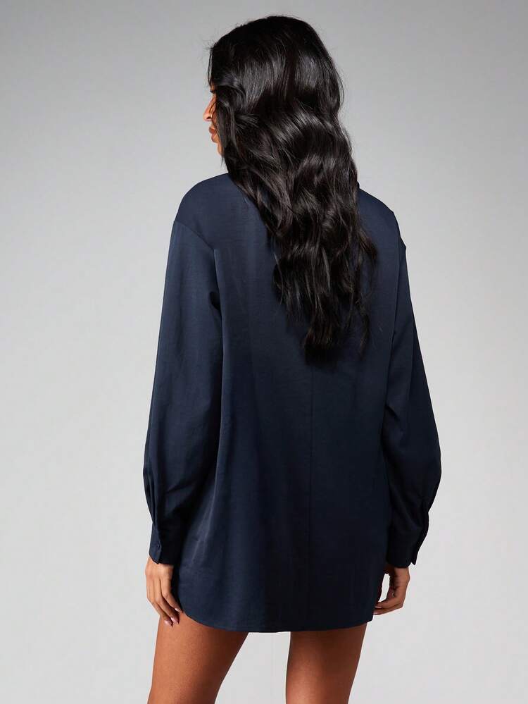 MISSGUIDED Navy Embellished Blazer Mini Dress With Sequin Floral Details Long Sleeves And Collared Neckline For Evening Party Occasions
