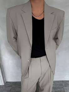 DAZY 男士灰色商务西装套装，适合春秋季穿着 - 灰色 - 查看 2