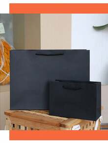 1/5/10个装多尺寸黑色礼品袋、节日礼品袋、服装包装袋、购物袋、手提袋 - 黑色 - 查看 4