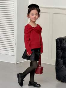 DAZY Young Girls' Opaque Black Tights, Thermal Lined Footless Leggings, Autumn/Winter - Black - View 3