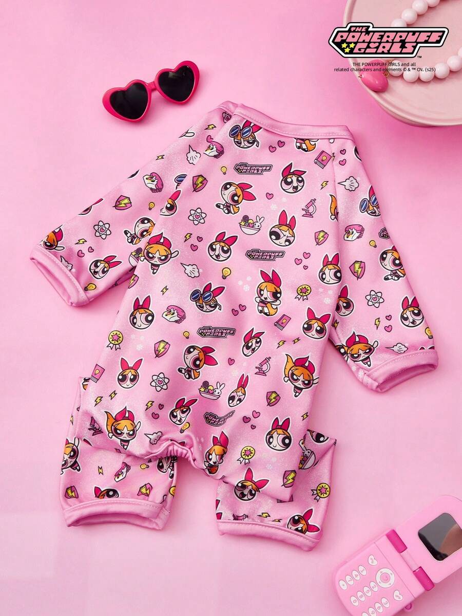 THE POWERPUFF GIRLS X PETSIN 1件兔子小女巫字母闪电爱心印花宠物连体衣玫瑰红运动风亲肤透气宠物服装 - 彩色 - 查看 1