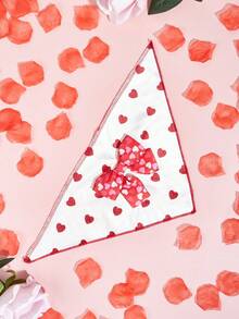 PETSIN A Cute Valentine's Day Heart-Shaped Bow Triangle Scarf For Pets, Suitable For Small Dogs Like Poodles And Bichons, Ideal For Indoor And Outdoor Use.