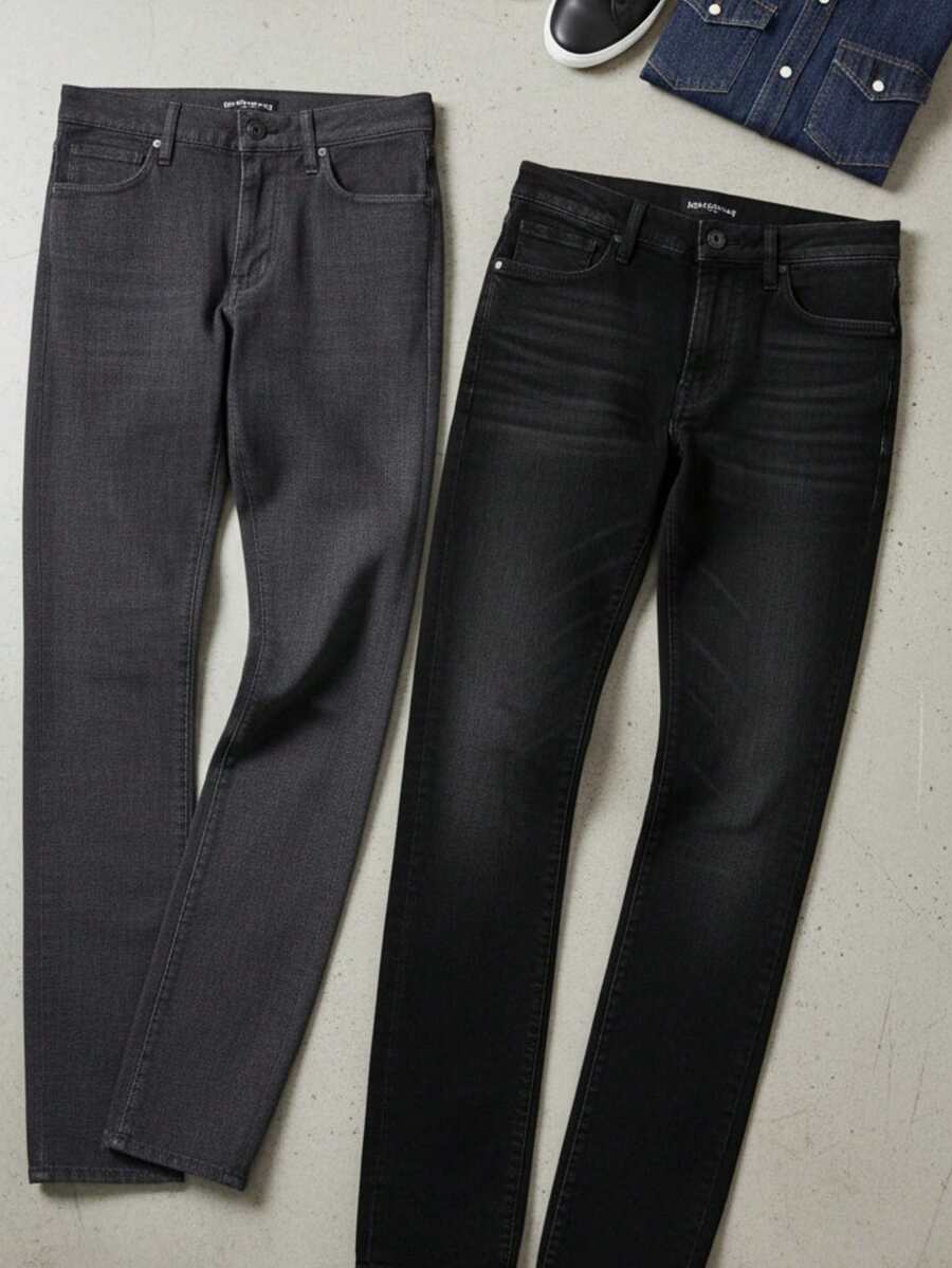 Paquete de dos pantalones de Gabardina para hombre - Negro claro Negro brillante - Ver 1