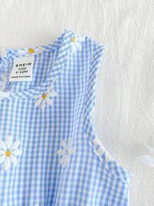 SHEIN Vintaside Kids 1 pieza Vestido de verano a rayas para niñas, ambiente dulce y suave con degradado de color, patrón de rayas clásico simple pero elegante, decoración de lazo en la espalda alegre y llamativa, corte holgado cómodo, adecuado para paseos al aire libre, tiempo de ocio en casa, salidas familiares, fiestas y otras ocasiones alegres - Azul - Ver 8