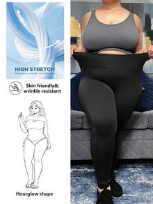 Hourglow Plus 纯色宽带腰部紧身裤，带手机口袋