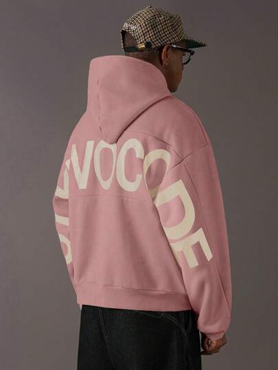 STYNVO Sudadera con capucha para hombres con estampado de letras en color contrastante