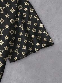 Manfinity Dauomo Men's Contrast Color Print Round Neck Short Sleeve T-Shirt - Black - View 4