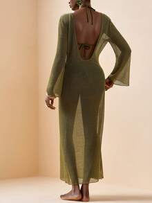 Zivah-F New Elegant Distinctive Sleeve Beach Cover-Up Dress For Casual Holiday - Army Green - View 7