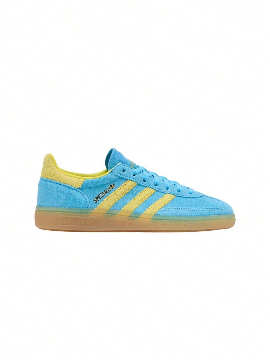 Adidas Giày bóng ném chuyên dụng cho nữ, màu xanh phát sáng / vàng sáng / vàng kim loại JR7351 - Ánh sáng xanh lam / Vàng sáng / Vàng kim loại - Xem 1