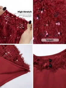 Chiquease 杏色亮片露背弹力性感无袖修身连衣裙/约会/派对/夜店/街头/万圣节/情人节/生日/春夏秋冬新款短款连衣裙，适合婚礼宾客、派对、乡村音乐会等场合，优雅百搭，适合婚礼宾客、万圣节、圣诞节、冬季等各种场合。