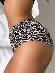 SHEIN 1pc Women's High Waist Leopard Print Bikini Panty - Multicolor - View 3