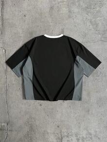 AXEPEAK Áo thun nam tay ngắn cổ tròn phối màu, kiểu dáng thường ngày, thích hợp mặc mùa hè. - màu đen - Xem 2