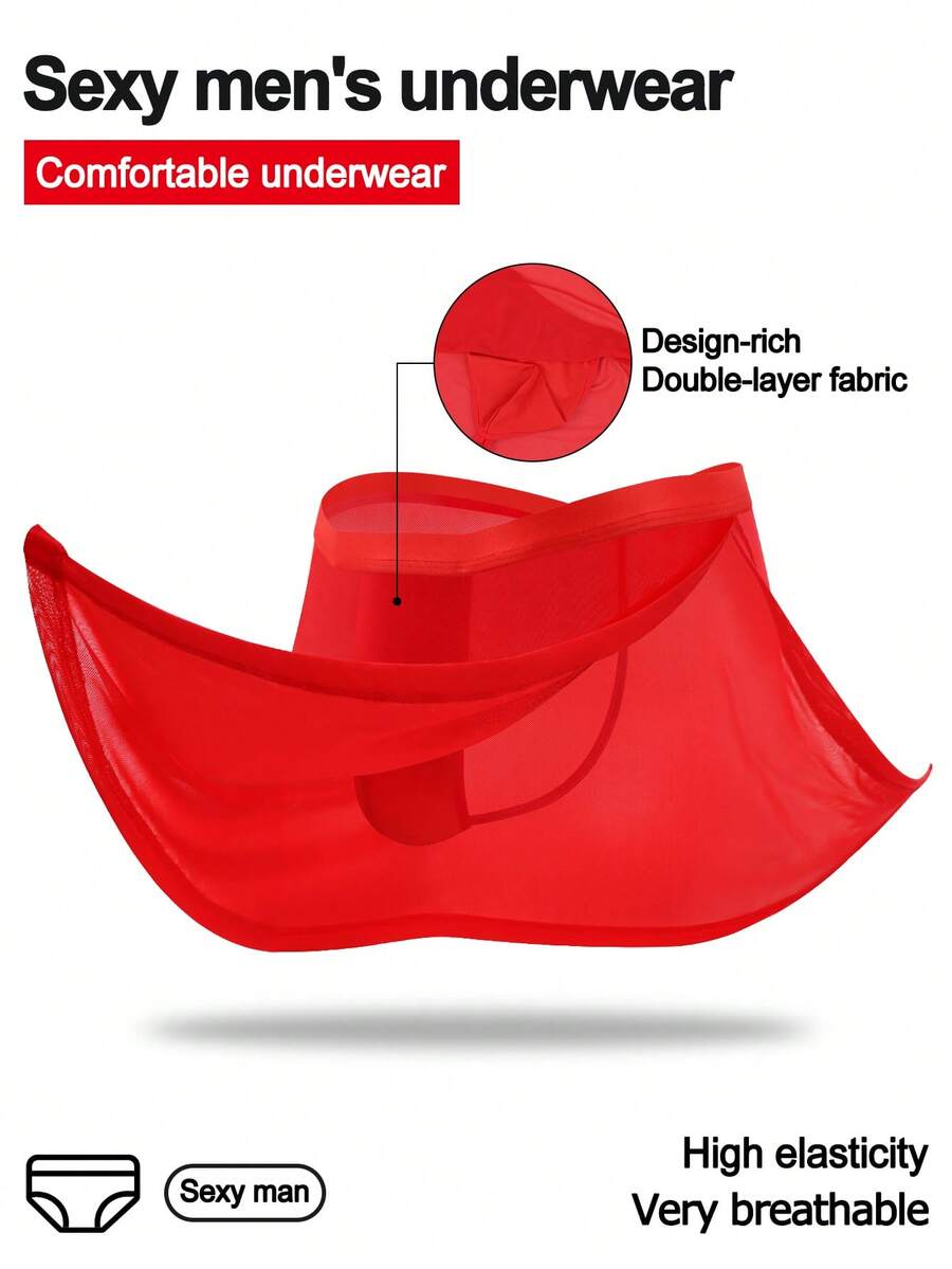 DrisQ 亮红色性感男士网眼镂空无缝内裤 - 紅色 - 查看 1