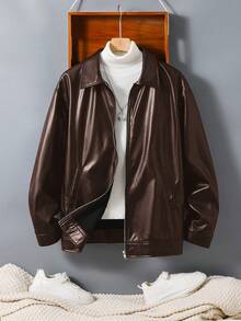 SHEIN Casual Loose Lapel Jacket For Teen Boys - Brown - View 6