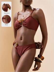 Zivah 2026 Vacation Casual Beach Elegant Leisure Brown Bikini Set - Brown - View 1