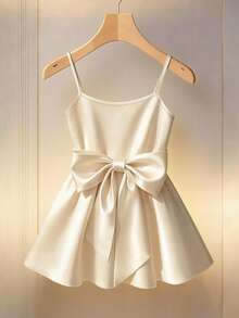 SHEIN Franclia Áo hai dây nơ thanh lịch thời trang dành cho nữ - Màu be - Xem 1