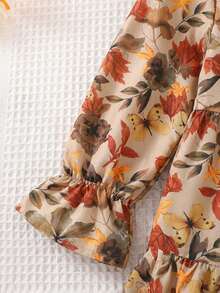 Emery Rose Kids Emery Rose Kids 女童连衣裙，碎花圆领泡泡袖修身休闲A字裙，秋冬新款，适合女童、母女和姐妹穿着。返校季 - 杏色 - 查看 6