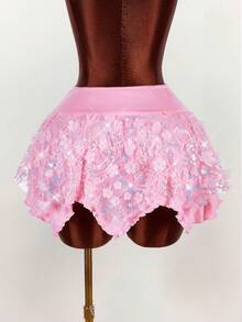 Amplova 2026 Early Spring New Asymmetrical Hem Sequin Women Skirt - Multicolor - View 2