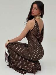 Aloruh Vestido sin mangas con escote en V elegante y sexy con estampado floreado y espalda descubierta para mujer