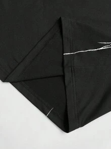 ROMWE MEN Goth Áo thun nam tay ngắn in họa tiết cánh dơi, thích hợp mặc hàng ngày vào mùa xuân/hè - màu đen - Xem 6