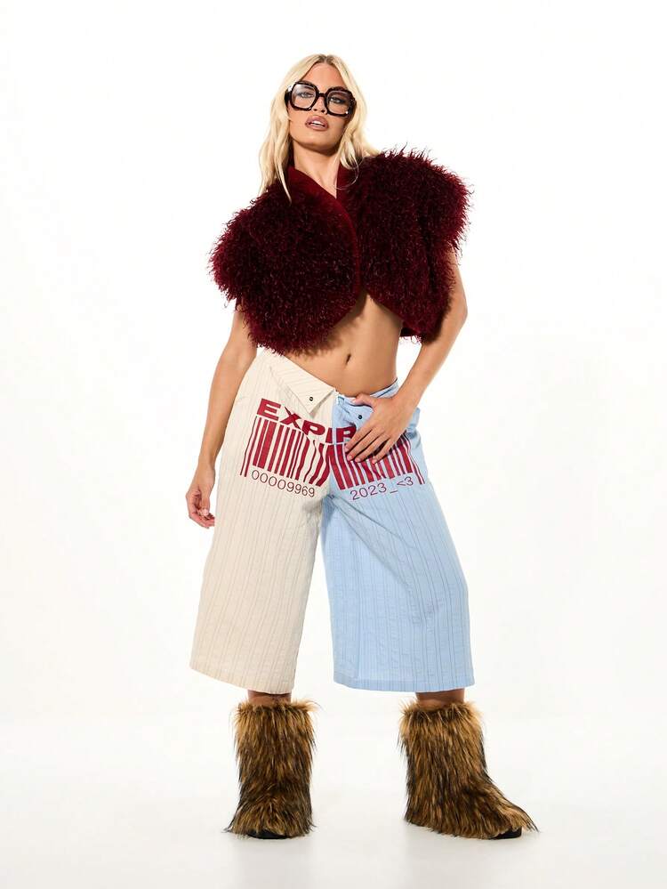 SUMWON WOMEN Short large à rayures patchwork imprimées