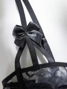 SHEIN 蝴蝶蕾丝网纱荷叶边钢圈连体衣，性感透视女款