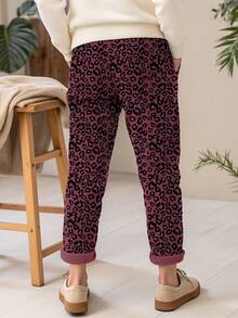 EMERY ROSE Plus Size Women Drawstring Waist Pockets Tapered Casual Sweatpants - Burgundy - View 2