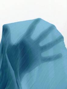 Elenzga 大码女式褶皱宽松舒适露肩直筒纯色连衣裙，休闲简约优雅，适合日常穿着、浪漫度假 - 藍色 - 查看 5