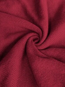 SHEIN LUNE Plus Size Women 2-Piece Set, Long Sleeve Color Block Collared V-Neck Sweater Top And Mini Skirt Sweater Dress, Casual Elegant Knit Suit - Burgundy - View 6