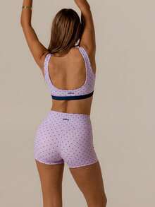 Aralina Bộ đồ chấm bi tương phản Leisurewear Quần short mùa hè dễ thương và áo mùa hè dễ thương Trang phục sân bay hoàn hảo cho phụ nữ và ngày 4 tháng 7 - Màu tím hoa cà - Xem 2