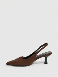 CUCCOO SZL Sepatu hak tinggi runcing elegan untuk wanita, desain minimalis untuk bepergian saat Natal. - Coffee Brown - View 9