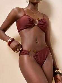Zivah 2026 Vacation Casual Beach Elegant Leisure Brown Bikini Set - Brown - View 8
