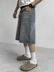 DAZY Men's Washed Distressed Grey Denim Shorts, Summer - Grey - View 11