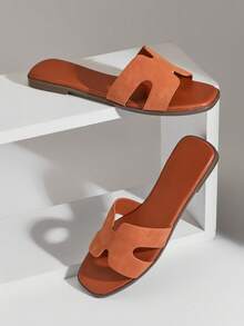 SHUZIA Dép lê nữ Oldmoney cao cấp, chất liệu giả da lộn, kiểu dáng hở mũi, đệm mềm mại, màu nâu caramel – Thanh lịch, thoải mái và dễ phối đồ. - Màu nâu  Mocha - Xem 7