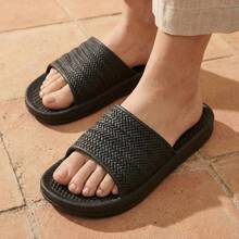 Sandalia mujer Chancla cómoda ligera casual resistente práctica versátil antideslizante moderna ergonómica ajuste perfecto fácil de limpiar duradera relajada ideal para casa playa jardín piscina diseño fashion femenina - Negro - Ver 2