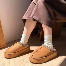 Botas de nieve retro de felpa para mujer 2025 otoño nuevos zapatos de algodón de moda de suela gruesa botas casuales versátiles - Marrón - Ver 4