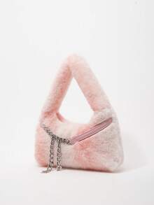 ROMWE Grunge Punk Túi đeo vai nữ phong cách thập niên 2000, túi biker đinh tán phong cách punk, ví lông thú, ví mùa thu đông, túi xách Hobo (mẫu ngẫu nhiên) - Màu trắng - Xem 6