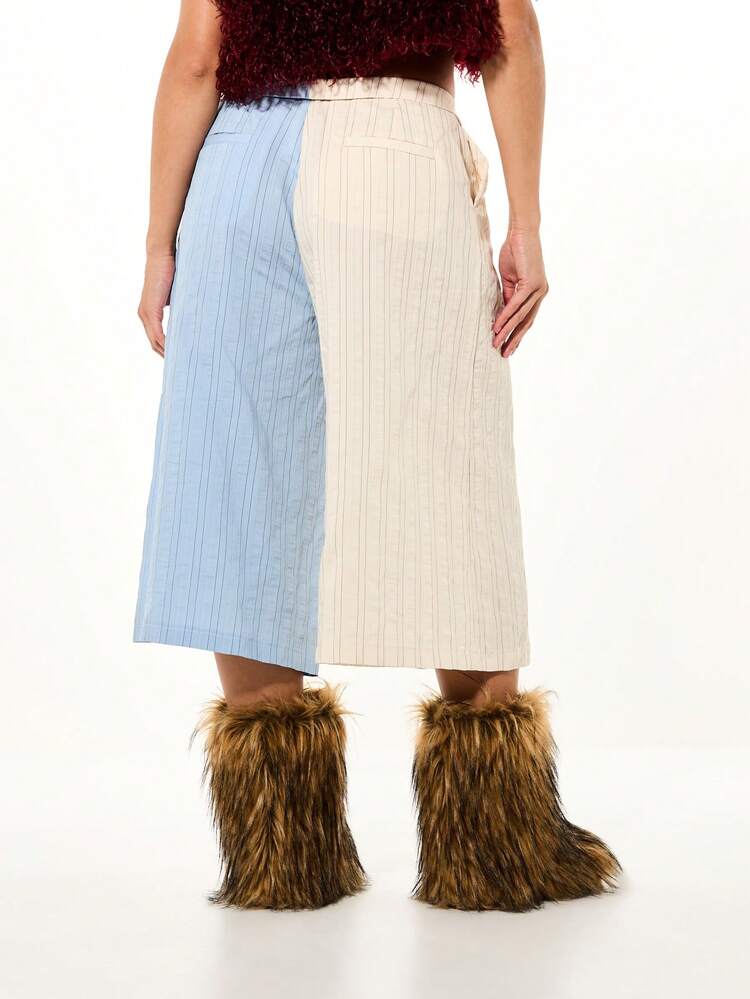 SUMWON WOMEN Short large à rayures patchwork imprimées