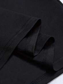 Sport MetroGents Men's Casual Fashion Street Letter Print Dropped Shoulder Loose Black Short Sleeve T-Shirt, Summer