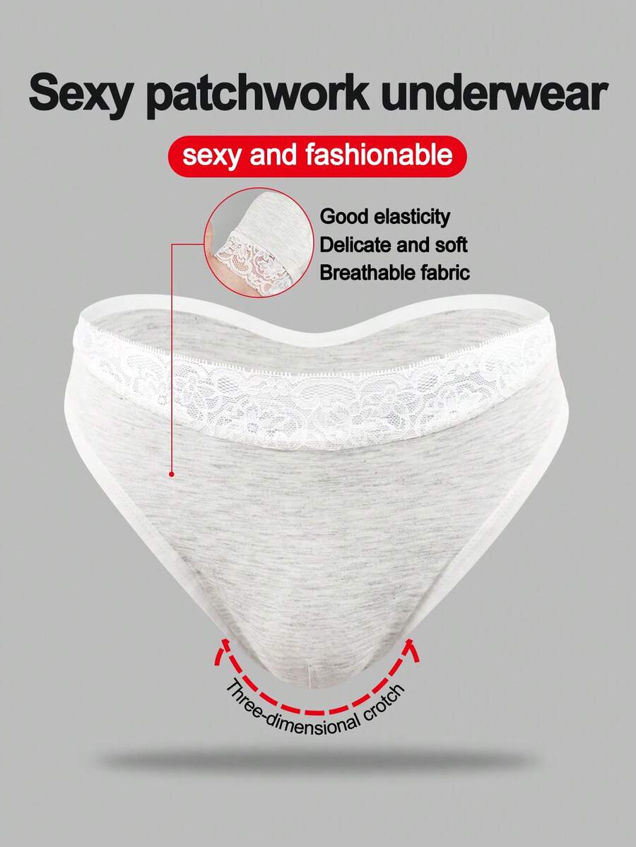 男士性感蕾丝边腰部三角裤，暗灰色和白色 - 淺灰色 - 查看 1